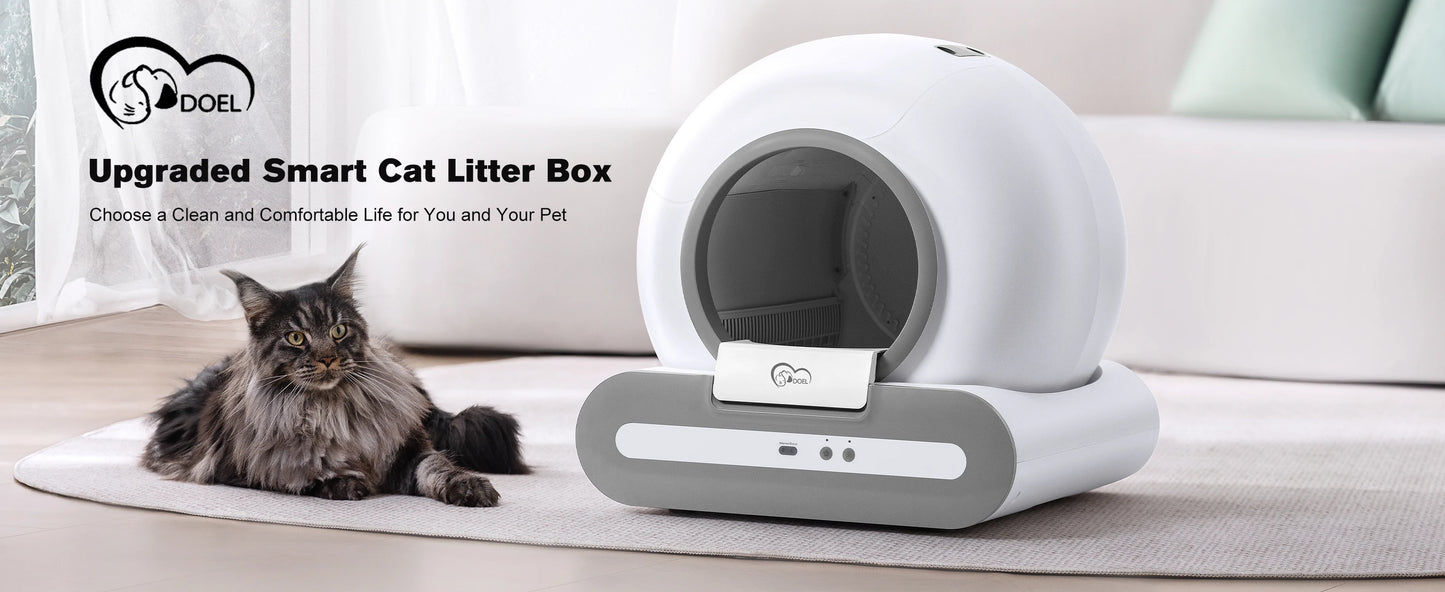 DOEL 65L Smart Self-Cleaning Cat Litter Box, App Control, 2.4G WiFi