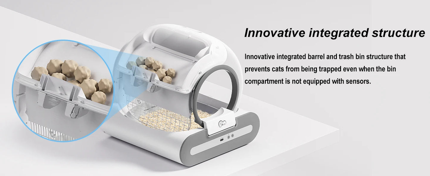 DOEL 65L Smart Self-Cleaning Cat Litter Box, App Control, 2.4G WiFi