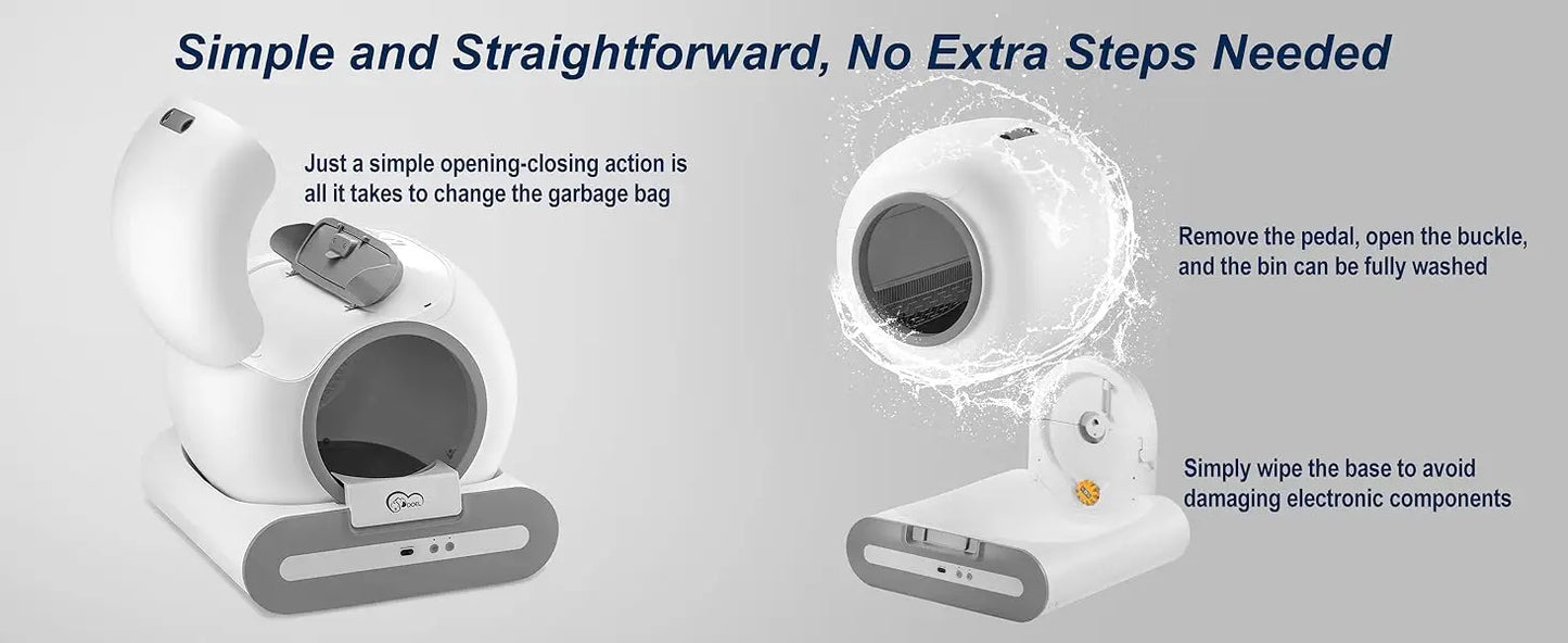 DOEL 65L Smart Self-Cleaning Cat Litter Box, App Control, 2.4G WiFi